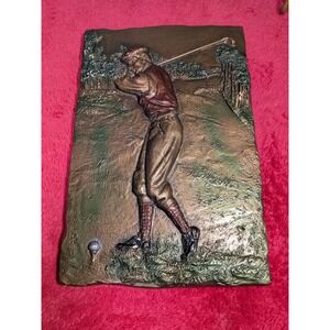 Austin Sculpture Golf Scene Wall Art Plaque Vintage Metal
